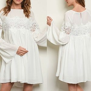 🆕MIRA- Bell Sleeve Flowy Lace Boho Dress
